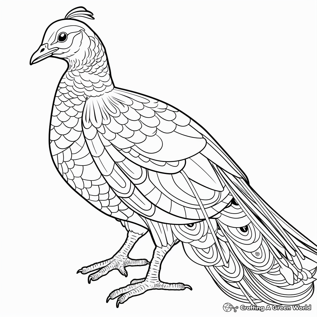 Bronze-Tailed Peacock Pheasant: Stunning Coloring Pages 4