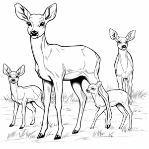 Browning Buck and Doe in a Meadow Coloring Pages 1