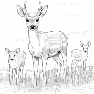 Browning Buck and Doe in a Meadow Coloring Pages 2
