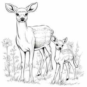 Browning Buck and Doe in a Meadow Coloring Pages 3