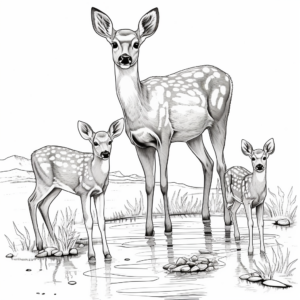 Browning Buck and Doe in the Rain Coloring Pages 2