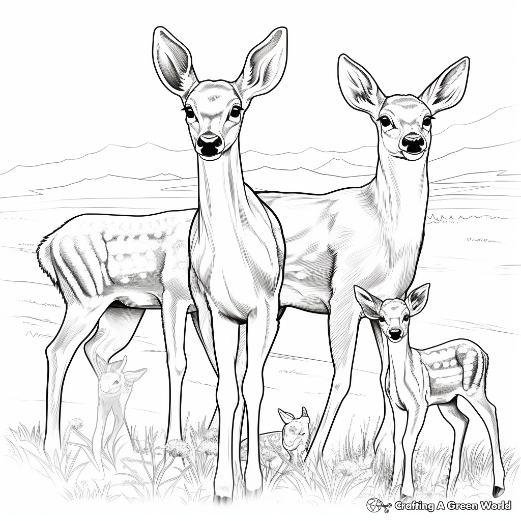 Browning Buck and Doe in the Rain Coloring Pages 4