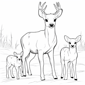 Browning Buck and Doe in the Winter Coloring Pages 2