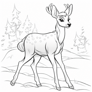 Browning Buck and Doe in the Winter Coloring Pages 4