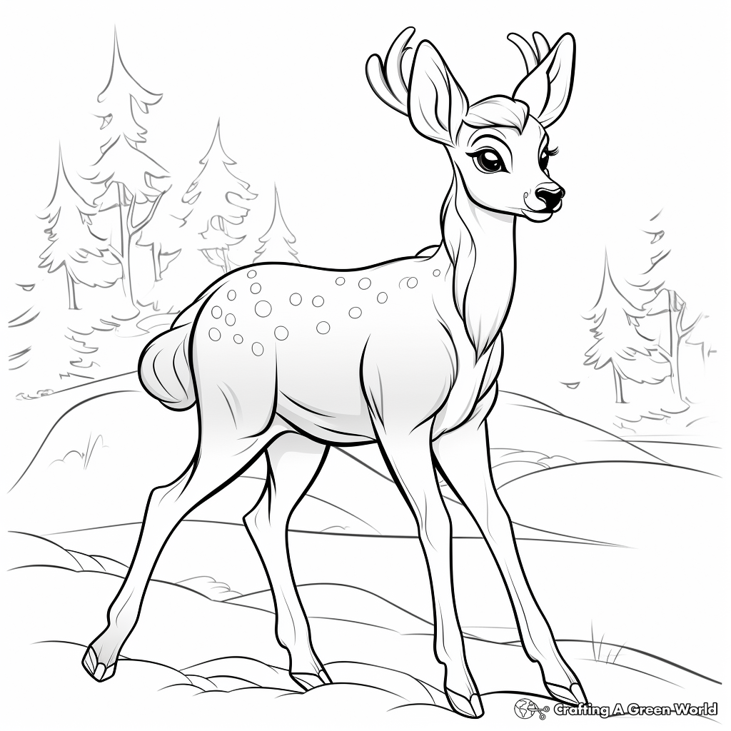 Browning Buck and Doe in the Winter Coloring Pages 4
