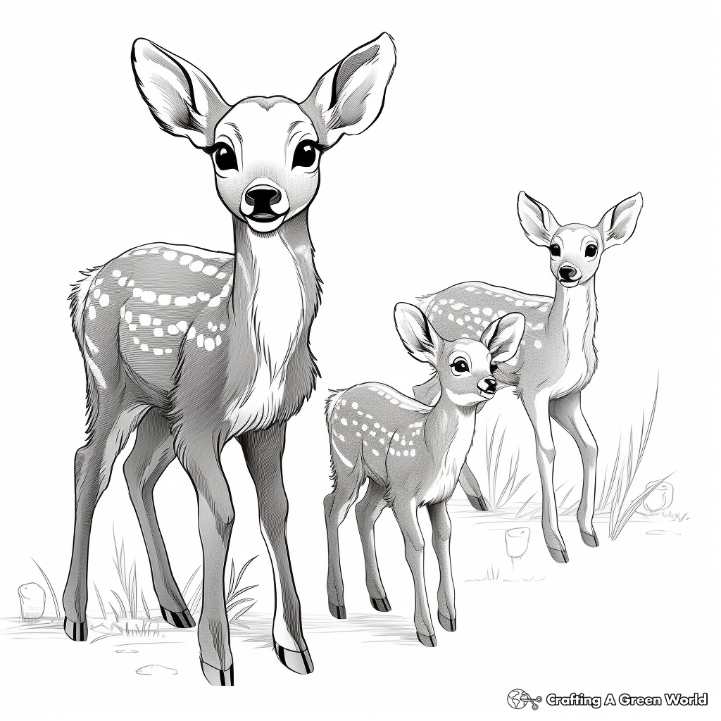 Browning Buck and Young Doe Coloring Pages 2