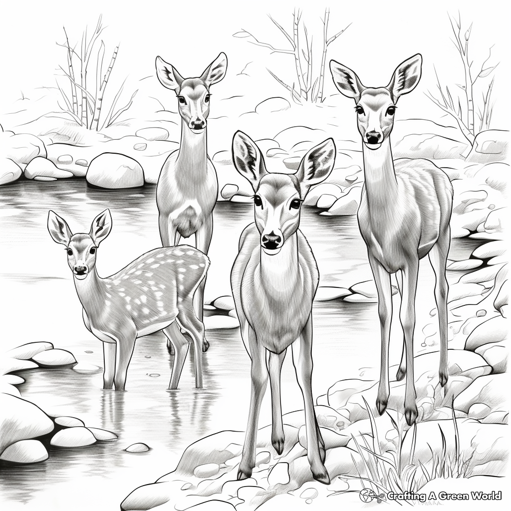 Browning Doe by the Riverside Coloring Pages 1