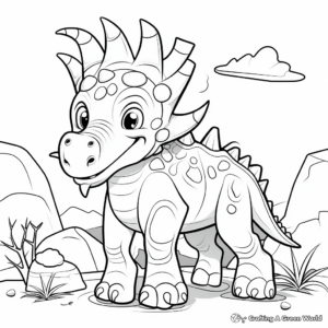 Brushing Up Prehistoric Triceratops Coloring Pages 2