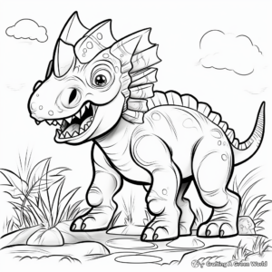 Brushing Up Prehistoric Triceratops Coloring Pages 3