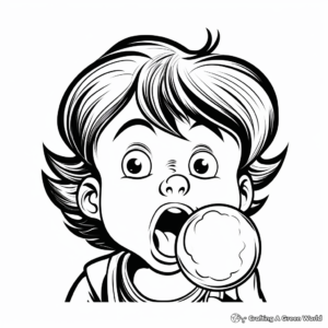 Bubble Gum Blowing Kid Coloring Pages 1