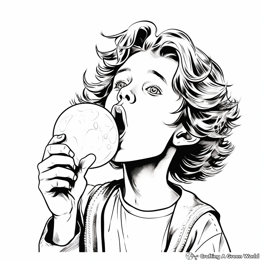 Bubble Gum Blowing Kid Coloring Pages 2