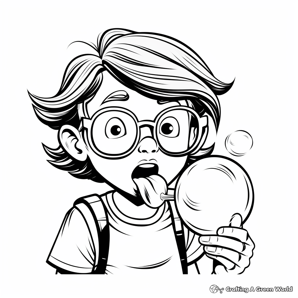 Bubble Gum Blowing Kid Coloring Pages 4