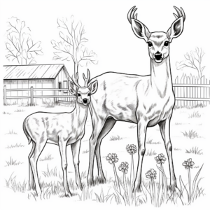 Buck and Doe in Springtime Coloring Pages 2