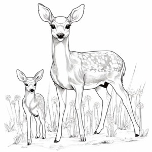 Buck and Doe in Springtime Coloring Pages 4