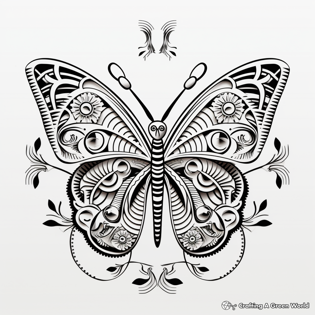 Buckeye Butterfly Mandala Coloring Pages for Relaxation 2