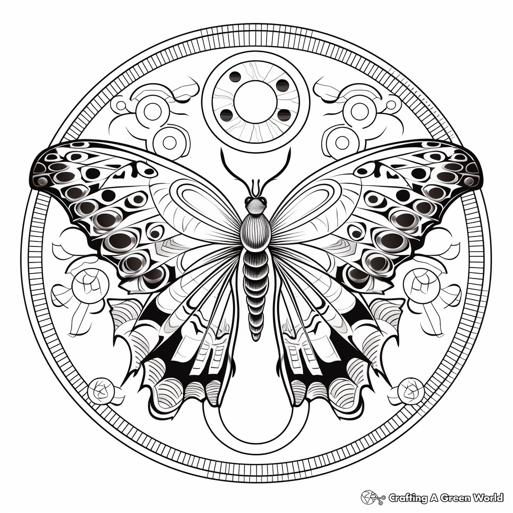 Buckeye Butterfly Mandala Coloring Pages for Relaxation 4