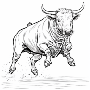 Bucking Bull in Action: Rodeo Scene Coloring Pages 4