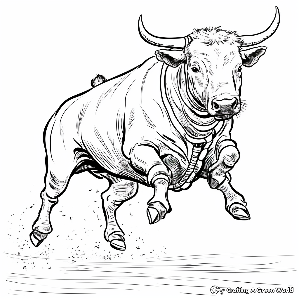 Bucking Bull in Action: Rodeo Scene Coloring Pages 3