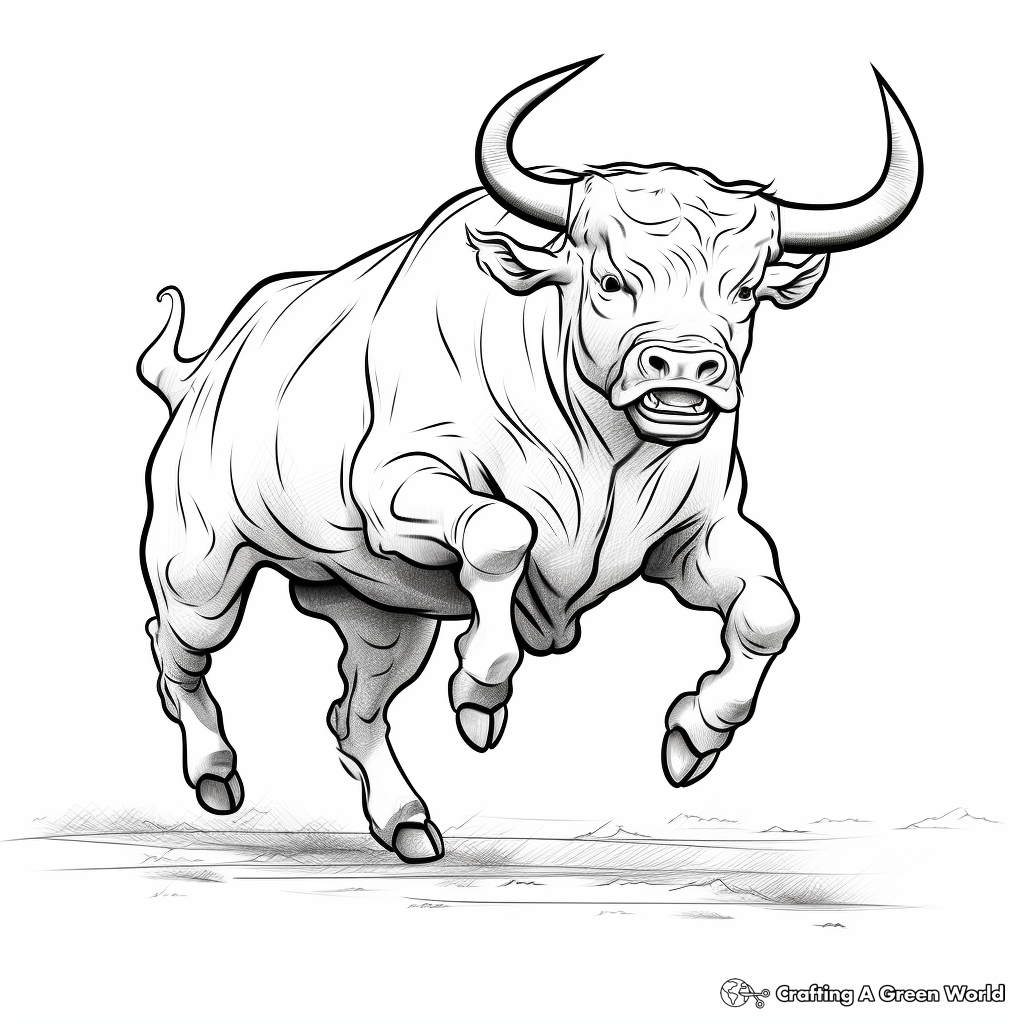 Bucking Bull in Different Positions Coloring Pages 1