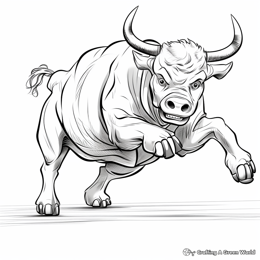 Bucking Bull in Different Positions Coloring Pages 2