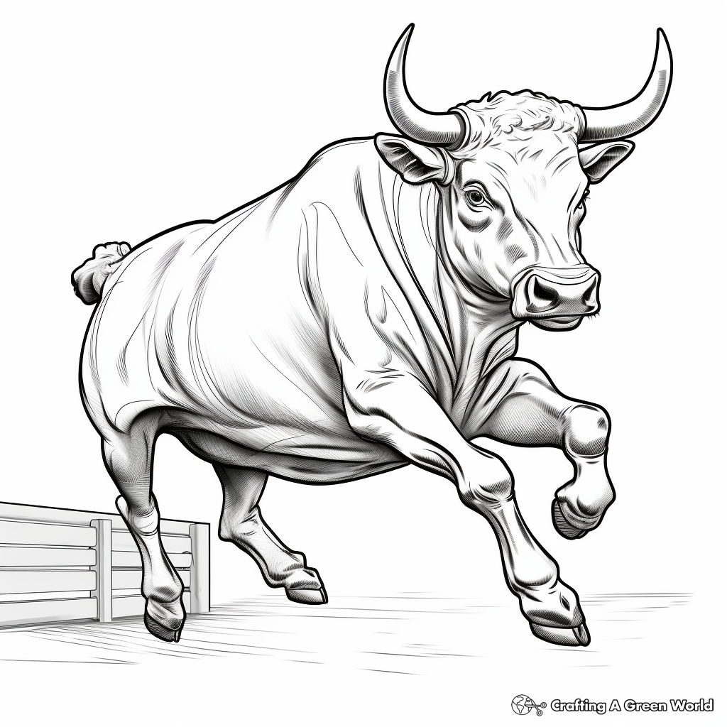 Bucking Bull in Different Positions Coloring Pages 3