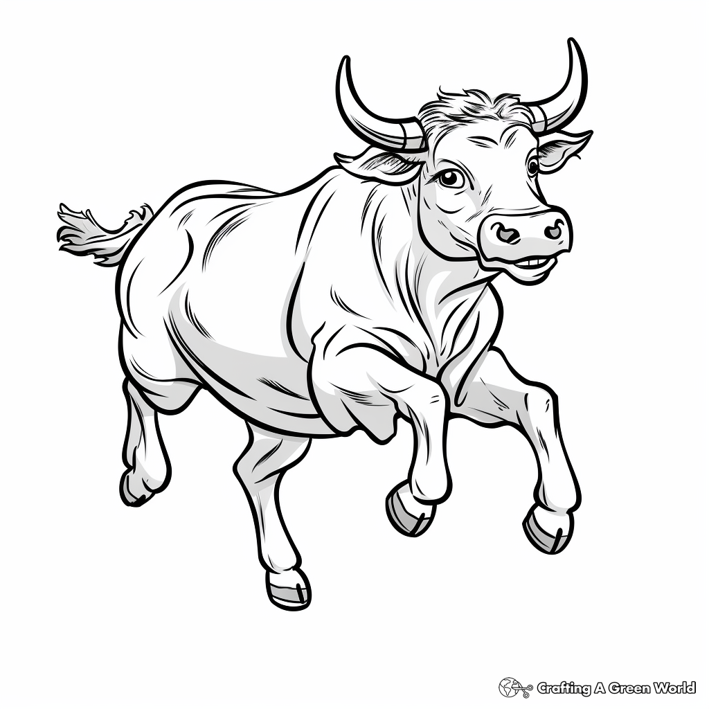 Bucking Bull in Different Positions Coloring Pages 4
