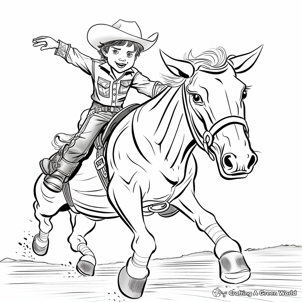 Bucking Bull versus Cowboy Coloring Pages 1