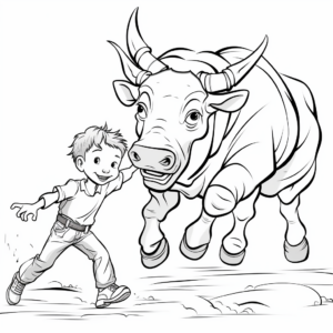 Bucking Bull versus Cowboy Coloring Pages 2