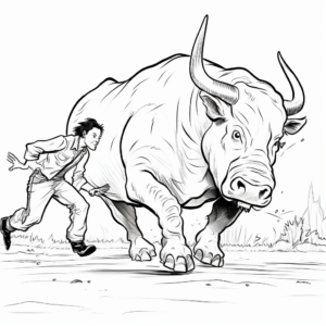 Bucking Bull versus Cowboy Coloring Pages 3