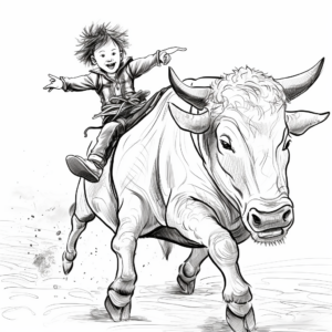 Bucking Bull versus Cowboy Coloring Pages 4