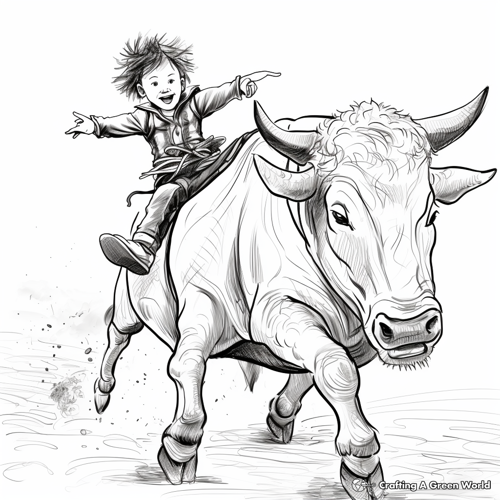 Bucking Bull versus Cowboy Coloring Pages 4