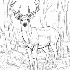 Bucks in the Wild: Forest-Scene Coloring Pages 1