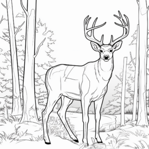 Bucks in the Wild: Forest-Scene Coloring Pages 2