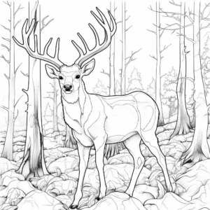 Bucks in the Wild: Forest-Scene Coloring Pages 4