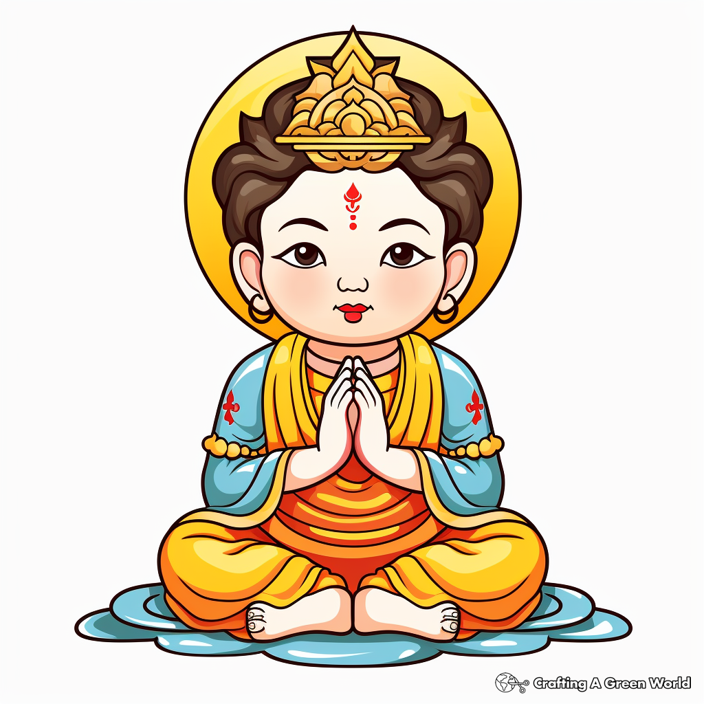 Buddhist Symbols Coloring Pages 3