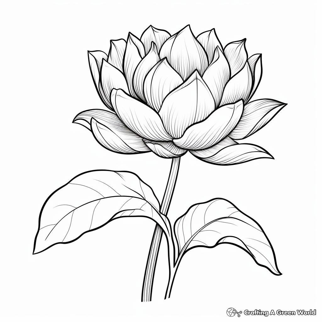 Budding Lotus Coloring Pages for Beginners 2