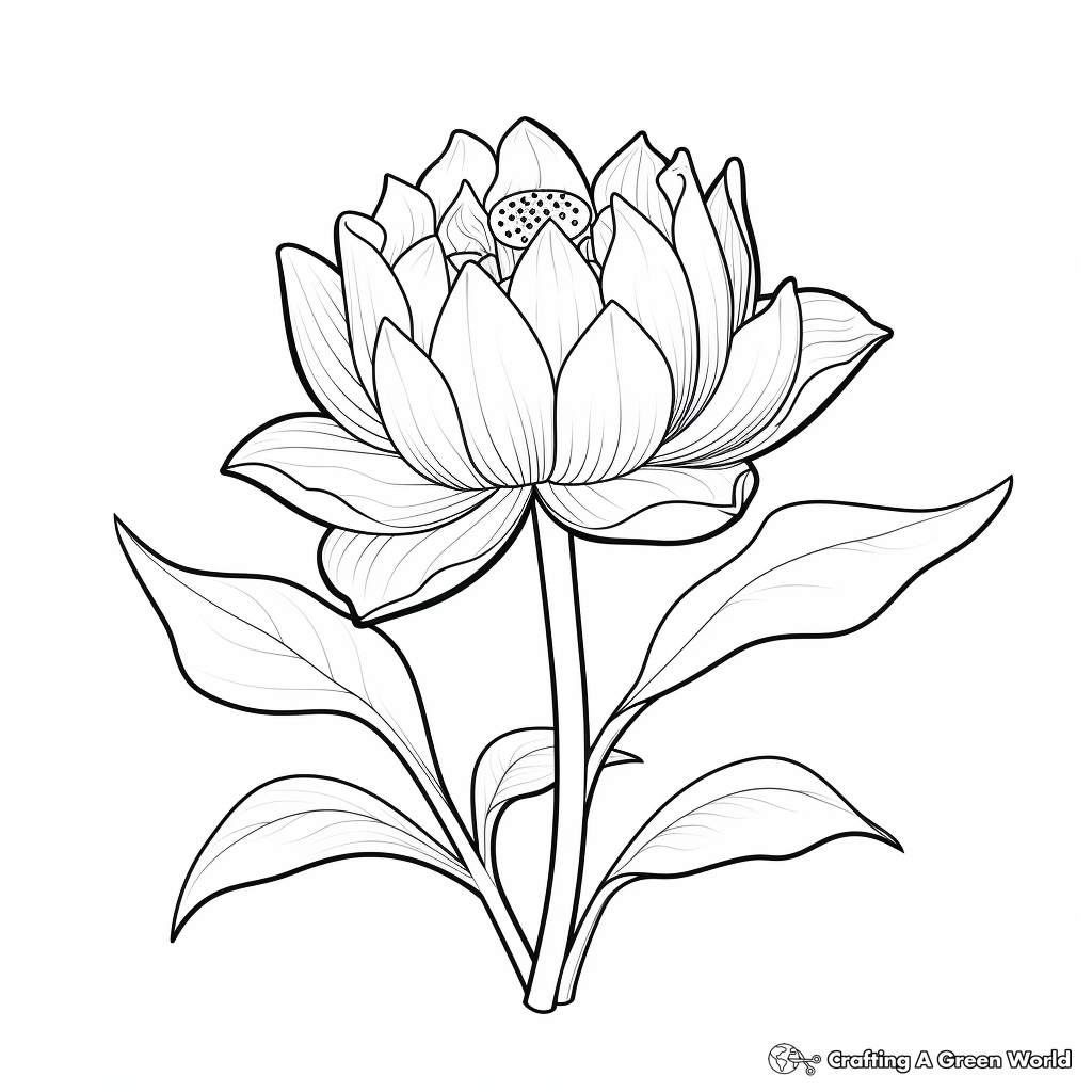 Budding Lotus Coloring Pages for Beginners 3