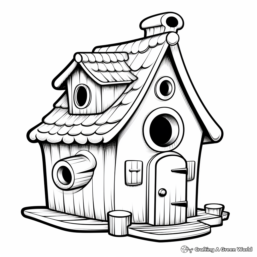 Budgie Habitat Coloring Pages: Birdhouse and More 2