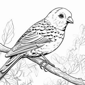 Budgie in the Wild: Jungle-Scene Coloring Pages 2