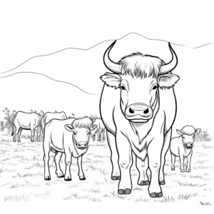 Buffalo Herd Coloring Pages 4