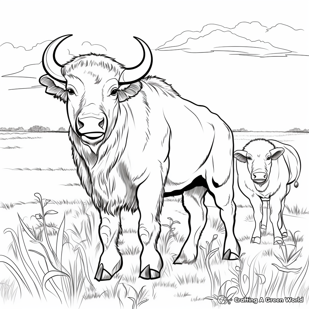 Buffalo in the Wild: Prairie-Scene Coloring Pages 3