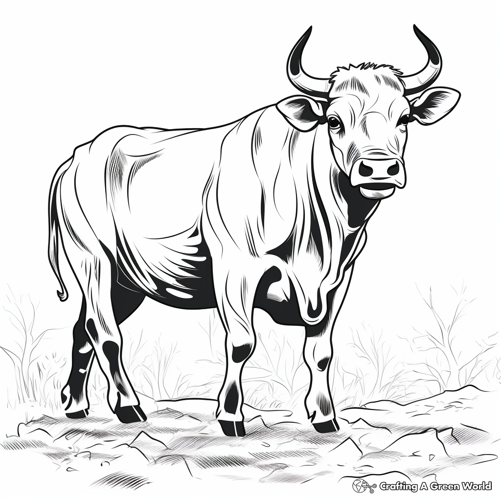 Bull in Its Natural Habitat Coloring Pages 1