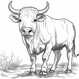 Bull in Its Natural Habitat Coloring Pages 4