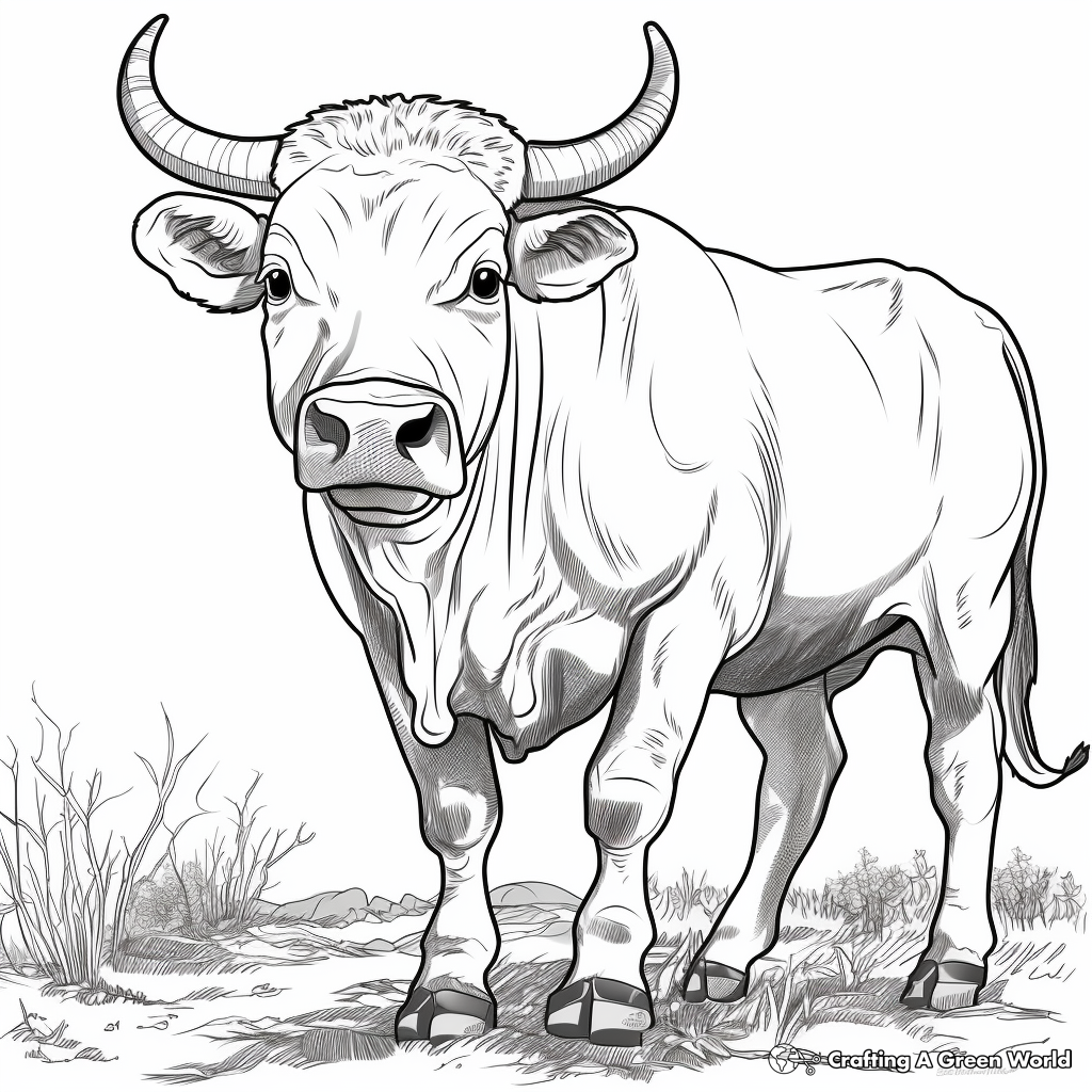 Bull in Its Natural Habitat Coloring Pages 4