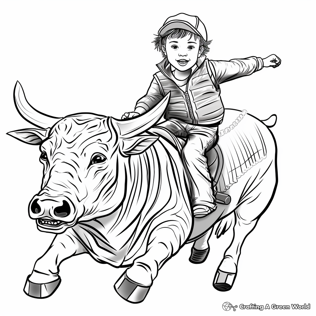 Bull Riding Cowboy Coloring Pages 1