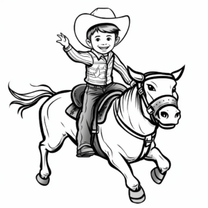 Bull Riding Cowboy Coloring Pages 2