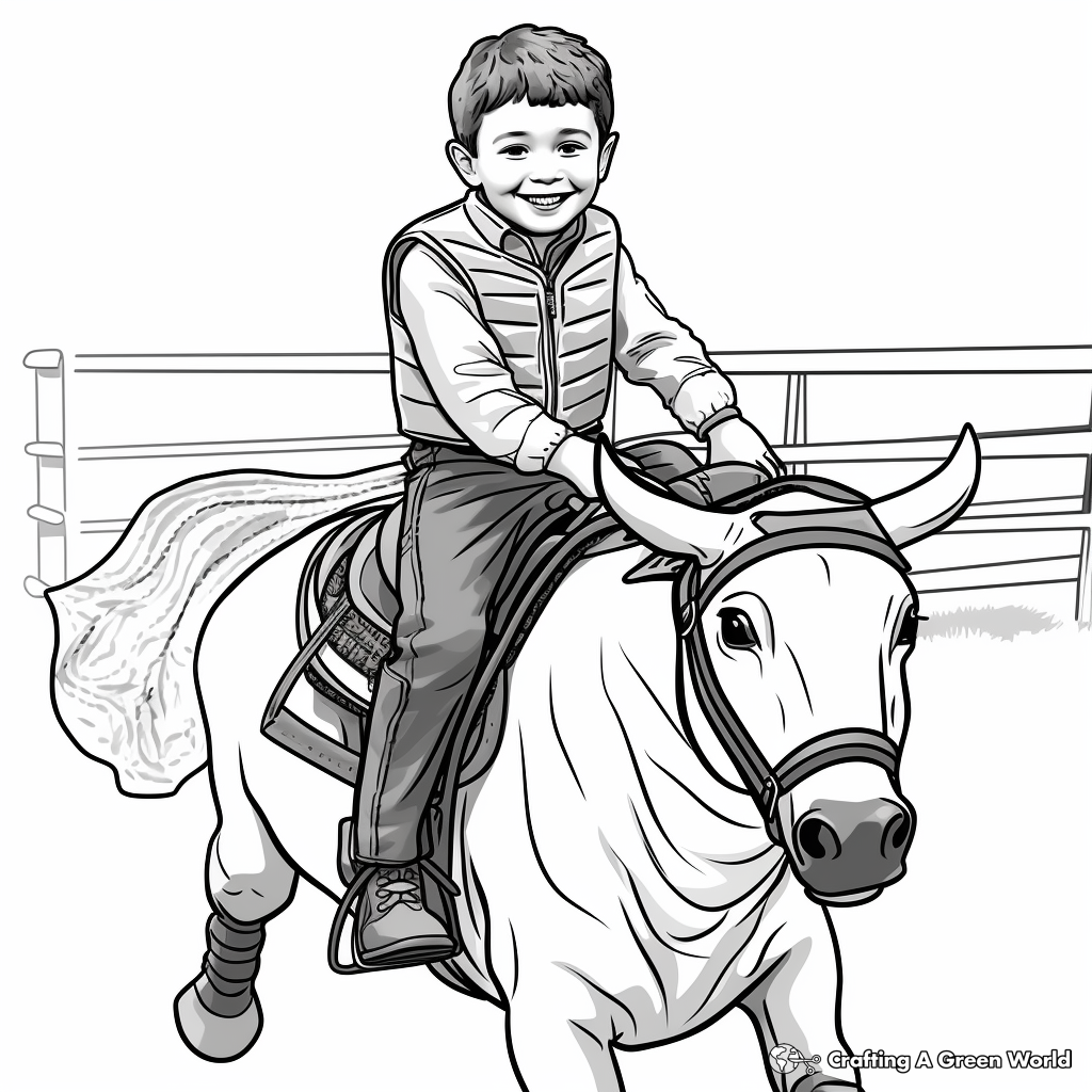 Bull Riding in the Arena Coloring Pages 4