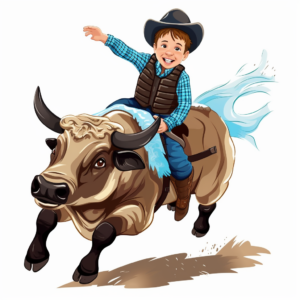 Bull Riding, Rodeo Scene Coloring Sheets 1