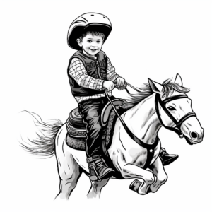 Bull Riding, Rodeo Scene Coloring Sheets 4