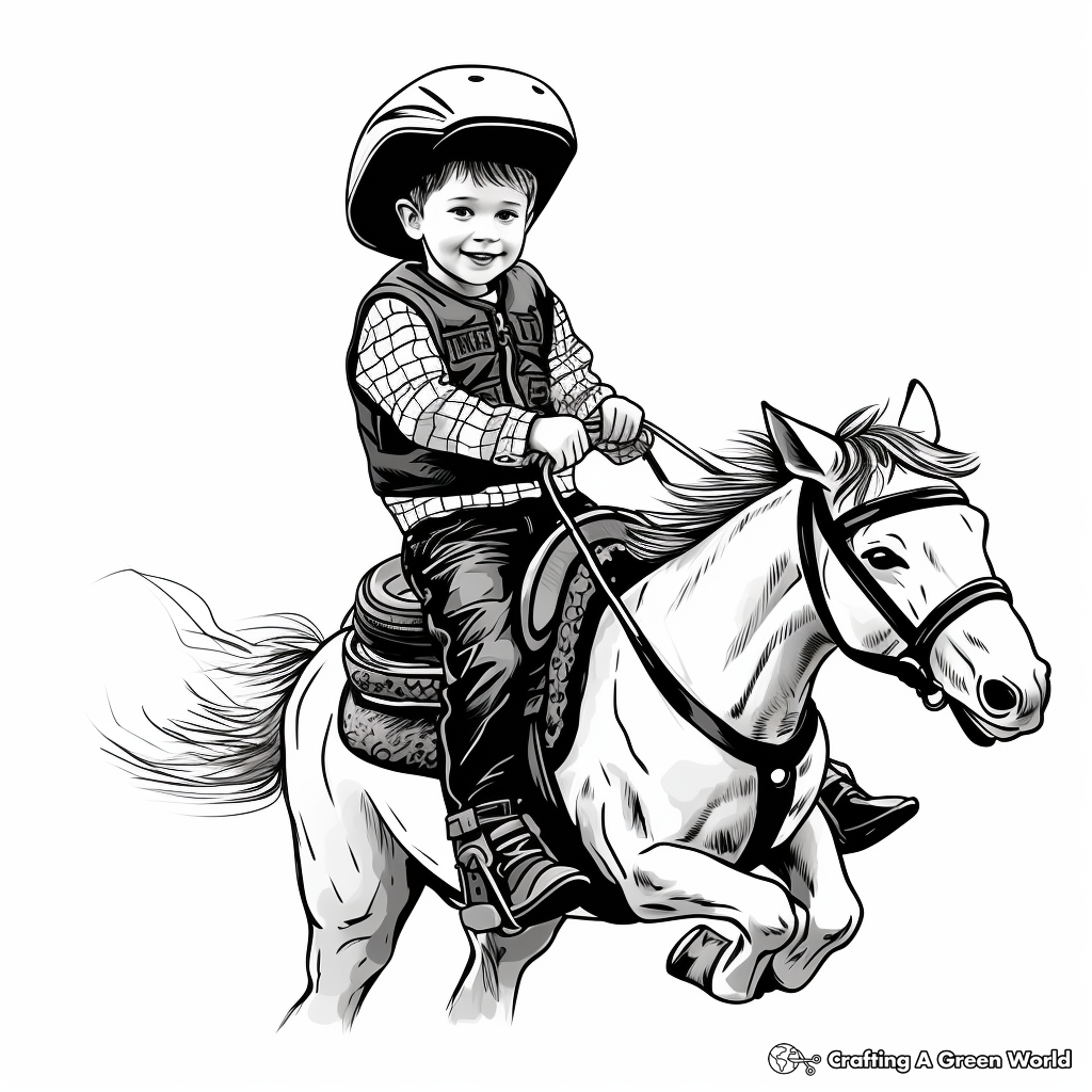 Bull Riding, Rodeo Scene Coloring Sheets 4